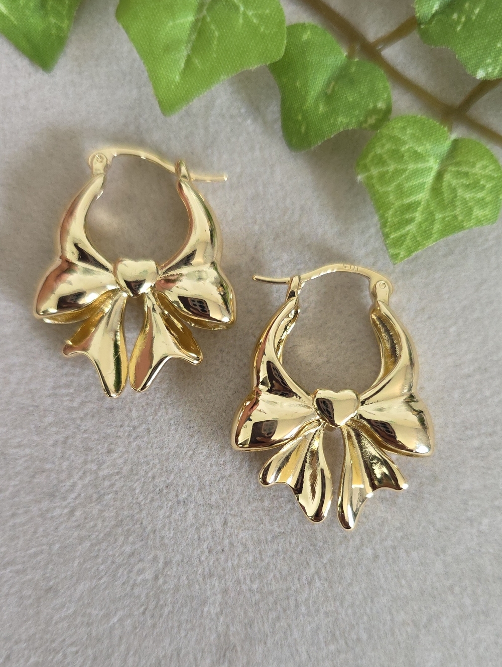 Gold Filled Hoop Earrings With Bow 1"